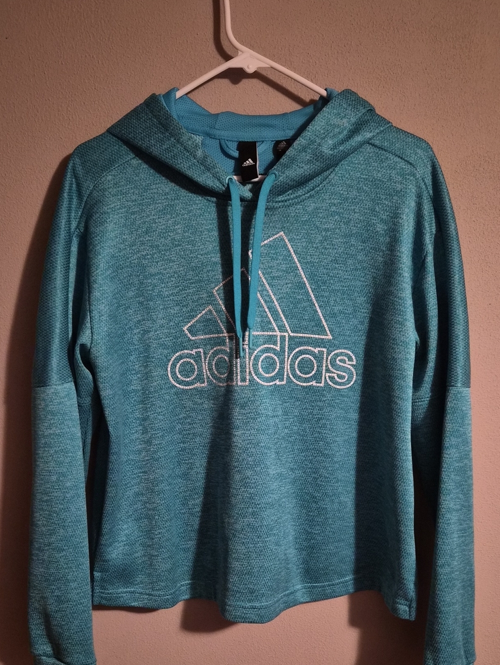 adidas Teal Blue Hooded Pullover Sweatshirt